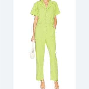 Pistola Green Tailored Jumpsuit with Collared Neckline